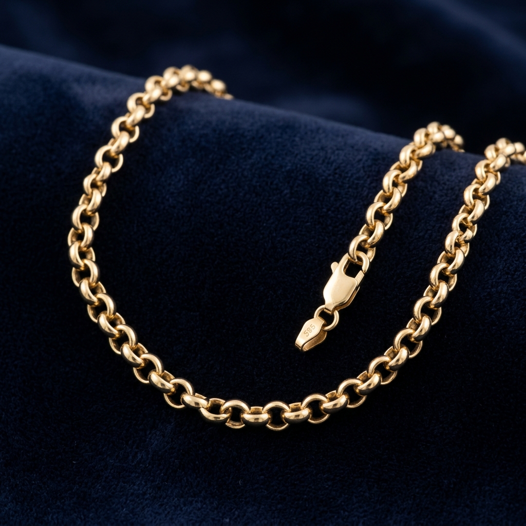 Złoty łańcuszek cable rollo unisex 585 14K – proste okrągłe ogniwa, klasyczny minimalistyczny splot