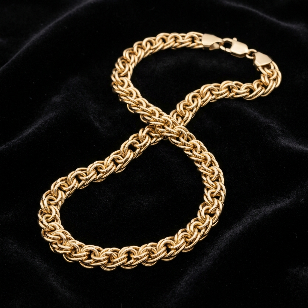 Złoty łańcuszek euro unisex 585 14K – ozdobny gęsty splot z podwójnymi okrągłymi ogniwami