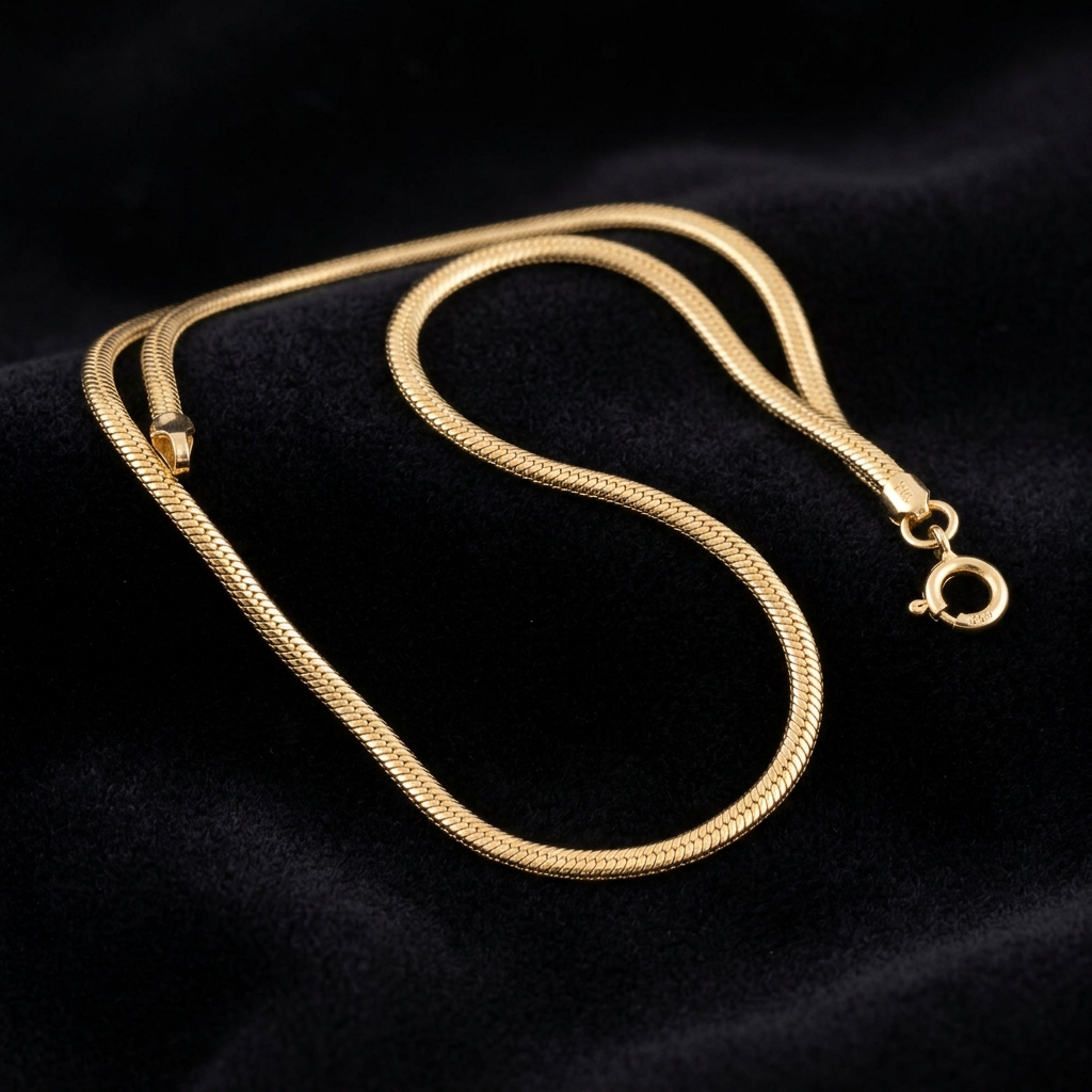 Złoty łańcuszek snake żmijka linka damski 585 14K – gładki tubularny splot, elastyczny, elegancki